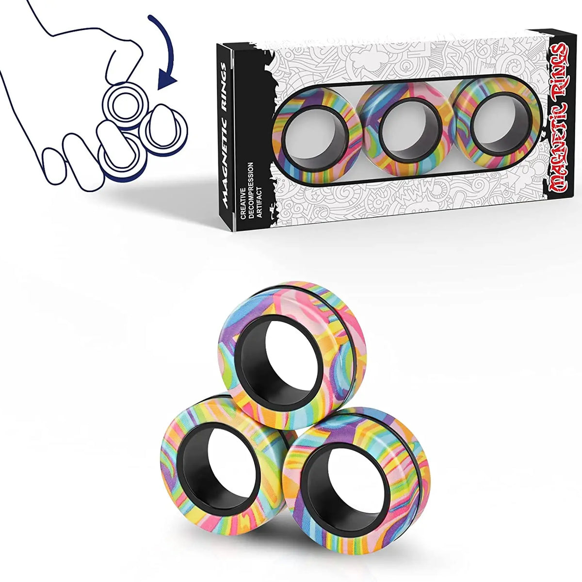 Ringora™ 3Pcs FingerMag Magnetic Fidget Spinner