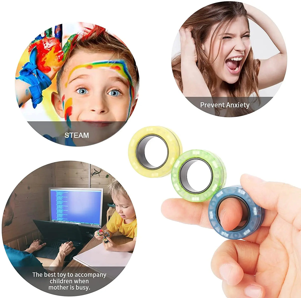 Ringora™ 3Pcs FingerMag Magnetic Fidget Spinner